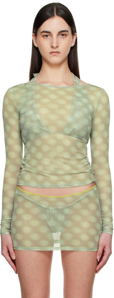Træningsdragt Miaou Miaou Amelia Semi-Sheer Long Sleeve T-Shirt Grøn | 7183PM2MBD, 0