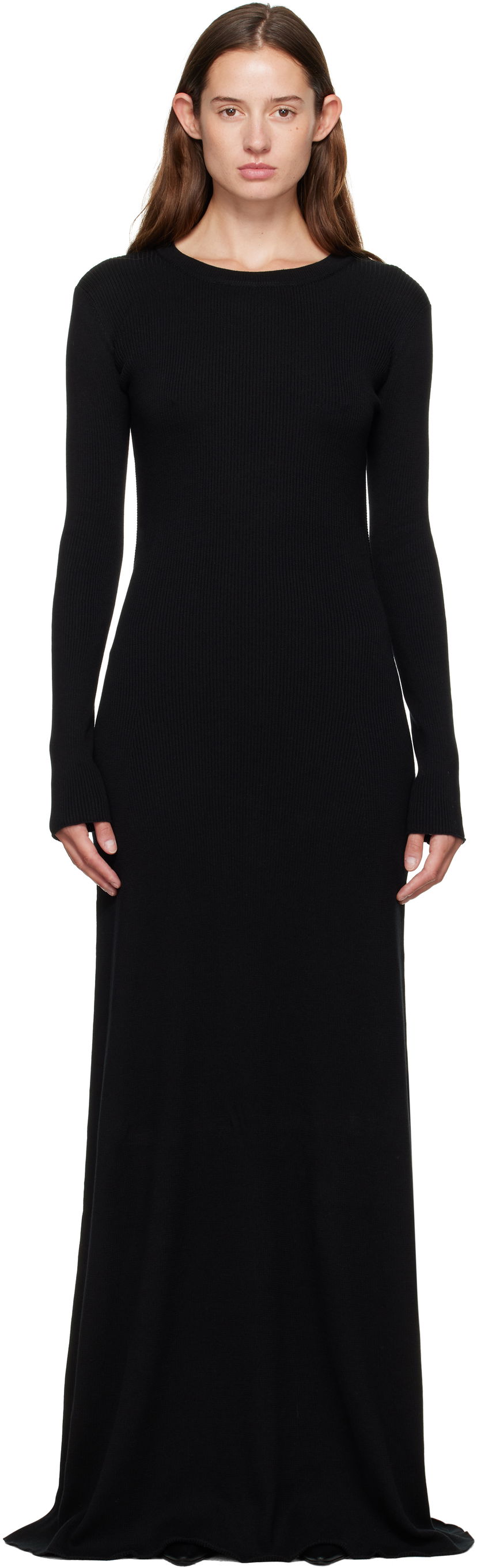 Kjole Ann Demeulemeester Ann Demeulemeester Eva Open Back Knitted Maxi Dress Sort | 2520-W-KN12-FA049-099