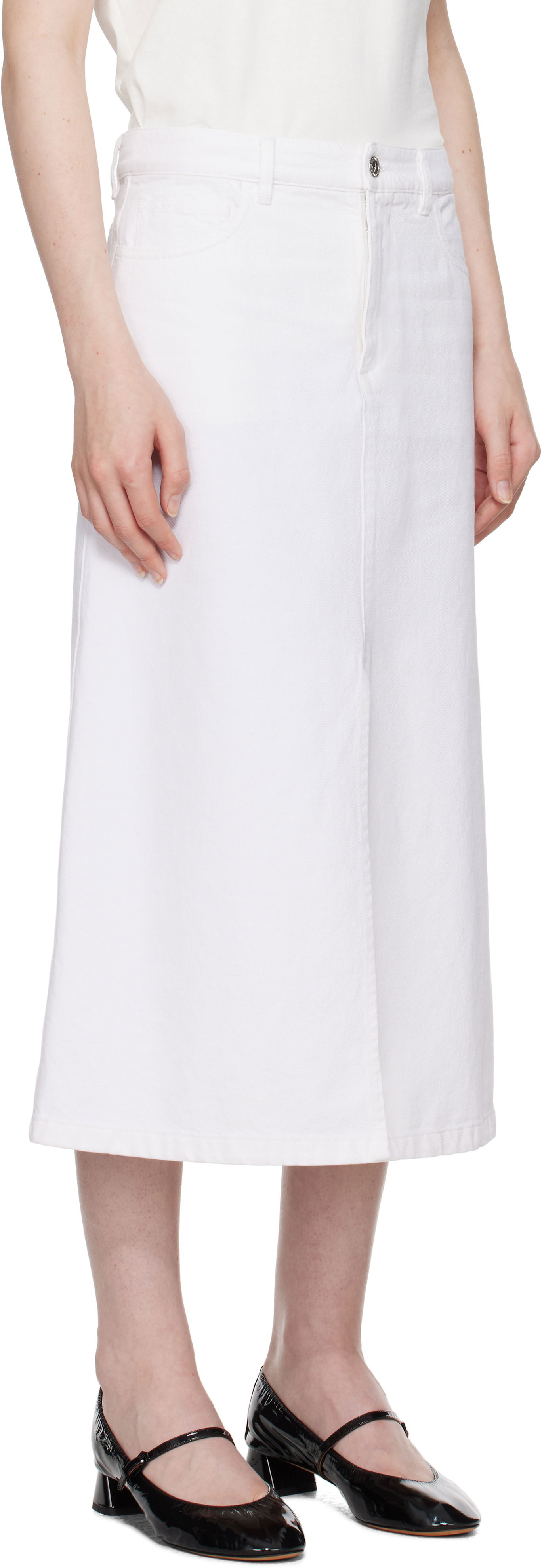 Nederdel A.P.C. Denim Midi Skirt with Front Slit Hvid | COGZV-F06423, 1