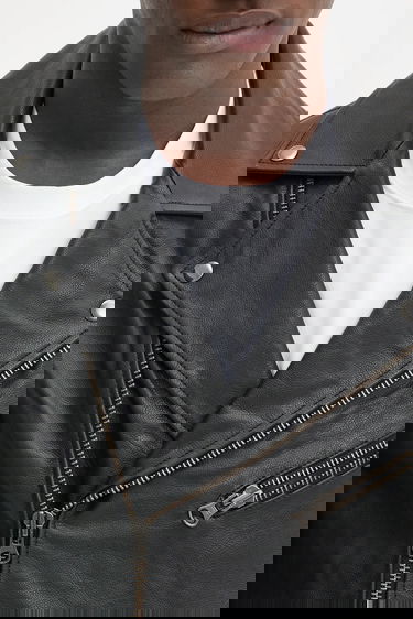 Jakke Samsoe Samsoe Samsoe Samsoe SACOBAIN Leather Moto Jacket Sort | M25200027, 4