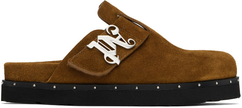 Tilbehør Palm Angels Palm Angels Studded 'PA' Mules Brun | PWIJ007R24LEA0026000