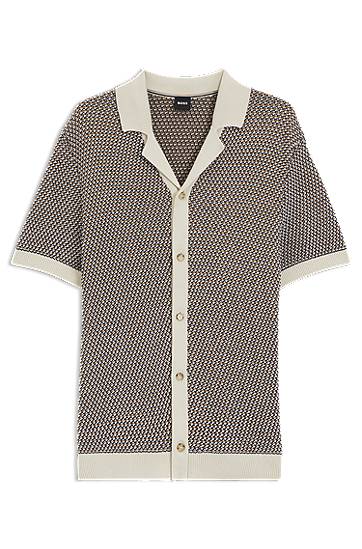 Sweater BOSS Regular-Fit Knitted Cotton Cardigan Beige | 50543163, 0