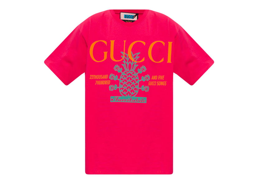 T-shirt Gucci Pineapple Collection T-shirt Pink Lyserød | 616036 XJD20 5251