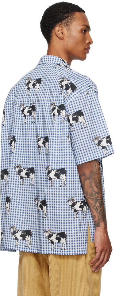 Skjorte Moschino Moschino Archive Cow Gingham Print Shirt Blå | 252ZZV021352541293, 2