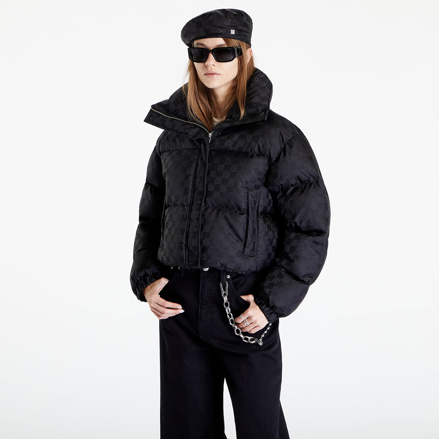Puffer jakke MISBHV Monogram Nylon Puffer Sort | 3121W414, 0