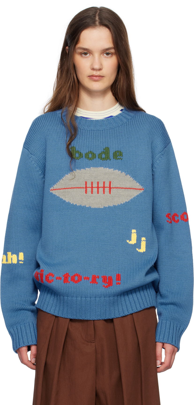 Sweater Bode Bode Spirit Intarsia Knit Sweater Blå | MRS25KT011