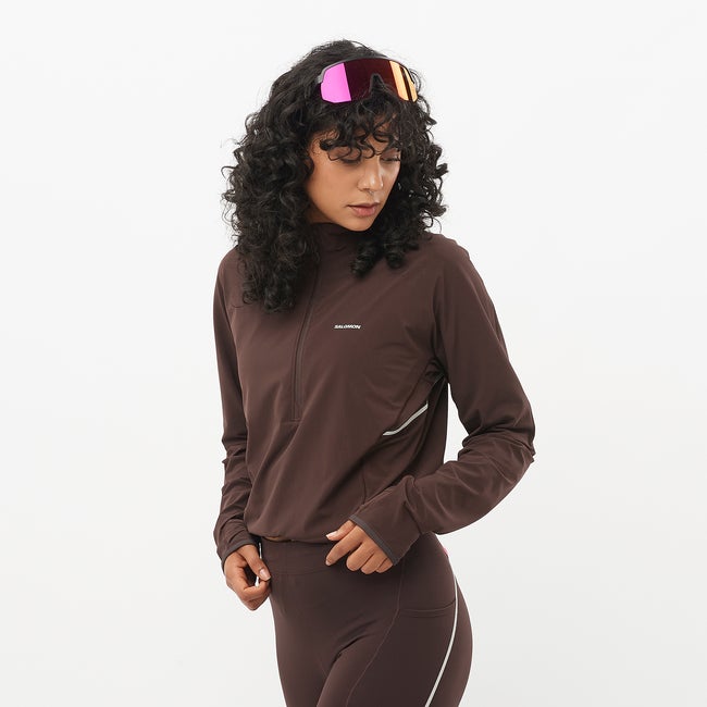 Sweatshirt Salomon Sense Aero Hybrid Cropped Top Brun | LC2434600, 0