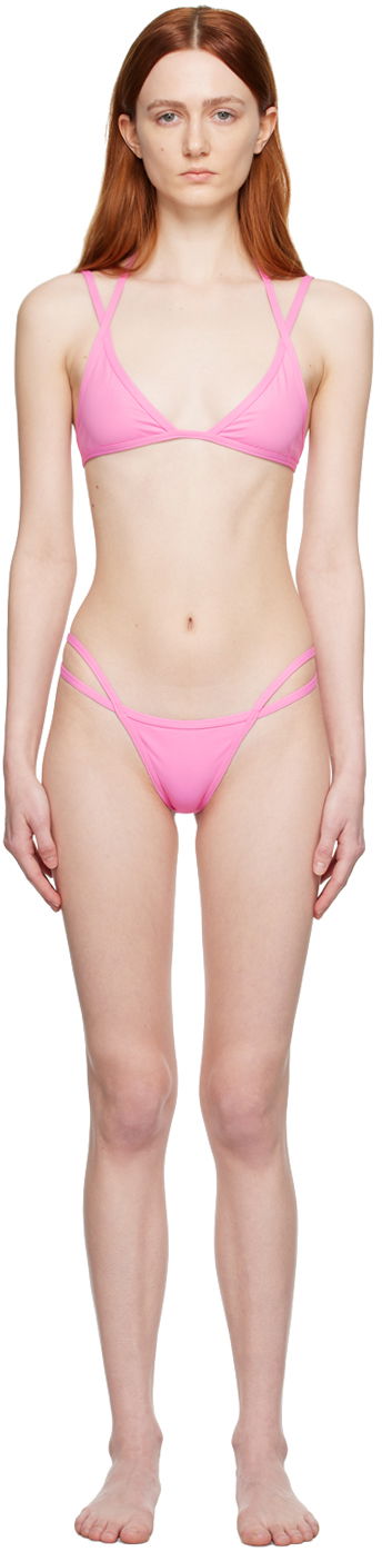 Badetøj The Attico Attico Double Strap Bikini Lyserød | 233WBB62 PA21