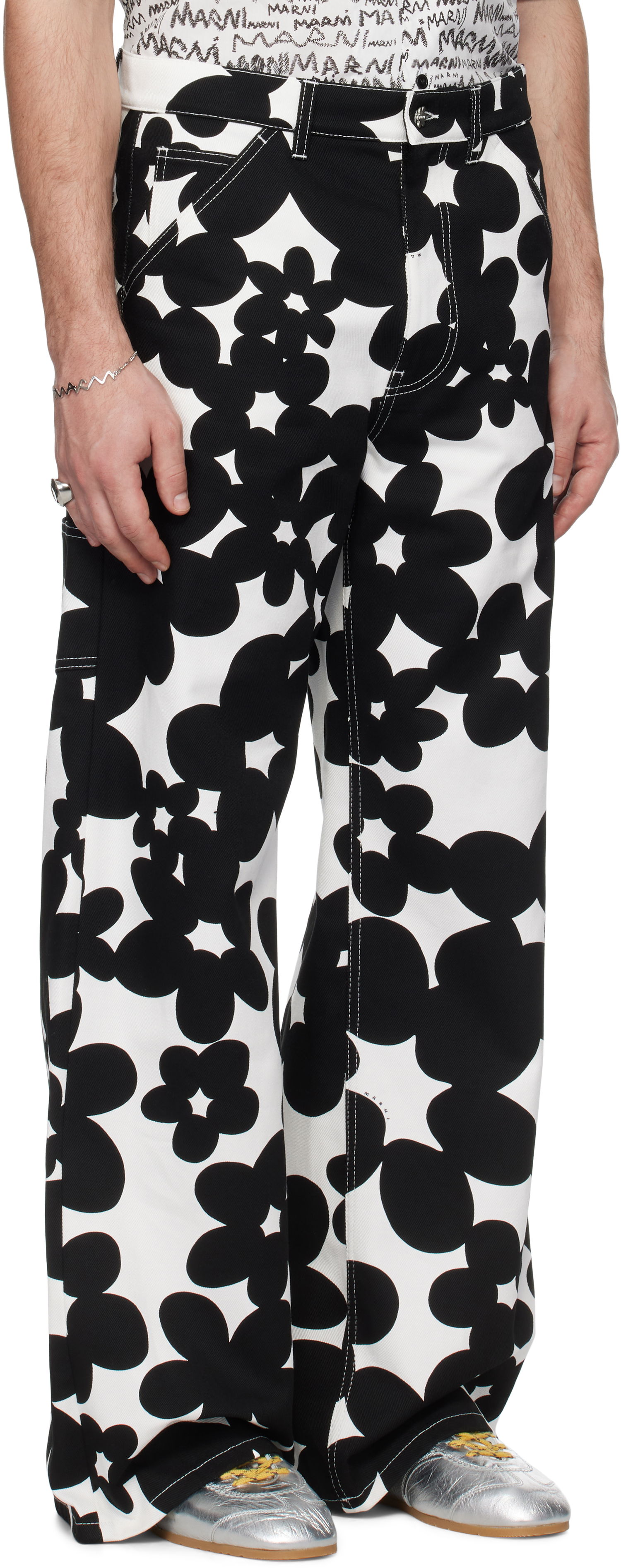 Cargo bukser Marni Marni Dillies Print Cargo Pants Hvid | PUMU0287A0 UTC462, 1