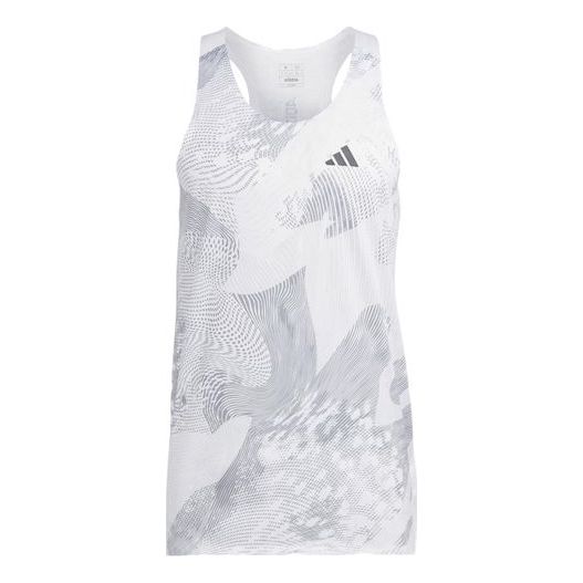 Tanktop adidas Performance Adizero Graphic Print Running Tank Top Hvid | IA9340, 0