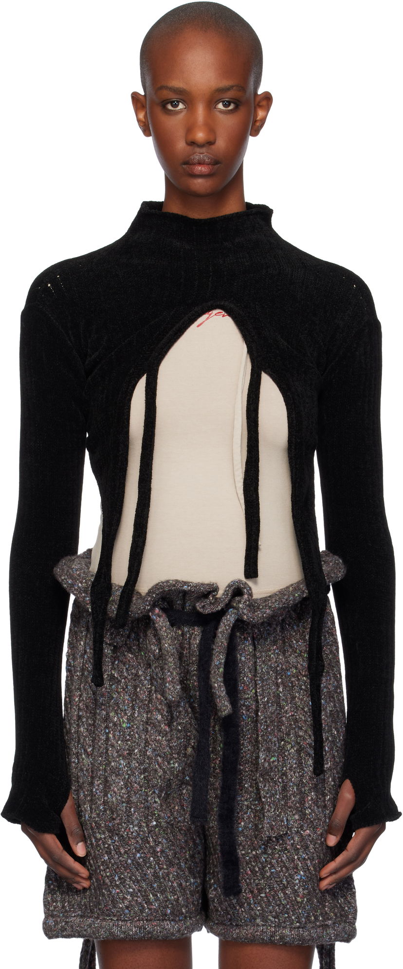 Sweater Ottolinger Ottolinger Knit Strap Long Sleeve Sweater Sort | 707302