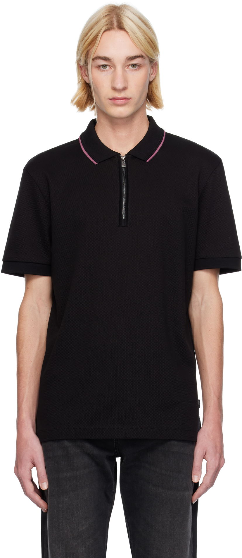 Polo skjorte BOSS Zip Placket Polo Sort | 50532612