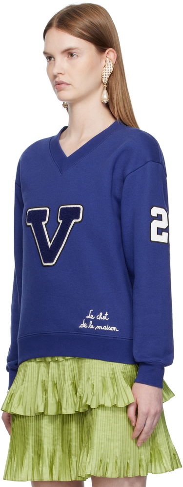Sweatshirt Valentino Valentino Embroidered Cotton V-Neck Sweatshirt Blå | 7B3MF24V9KY, 3