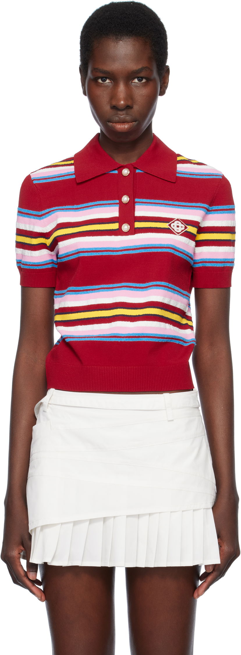 Polo skjorte Casablanca Casablanca Stripe Polo Rød | WS25-KW-946-01