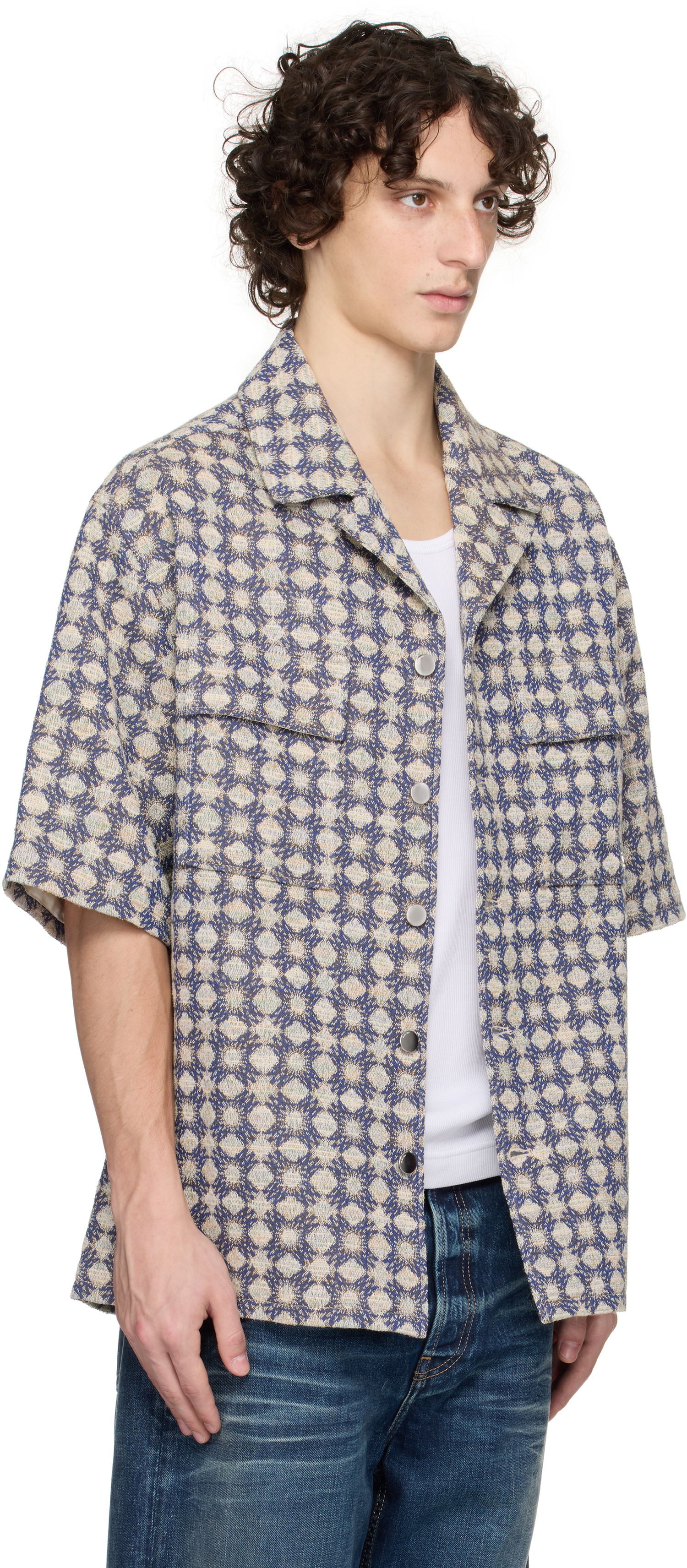 Skjorte AMIRI AMIRI MA Quad Boucle Camp Shirt Blå | AMSTCA1144, 1