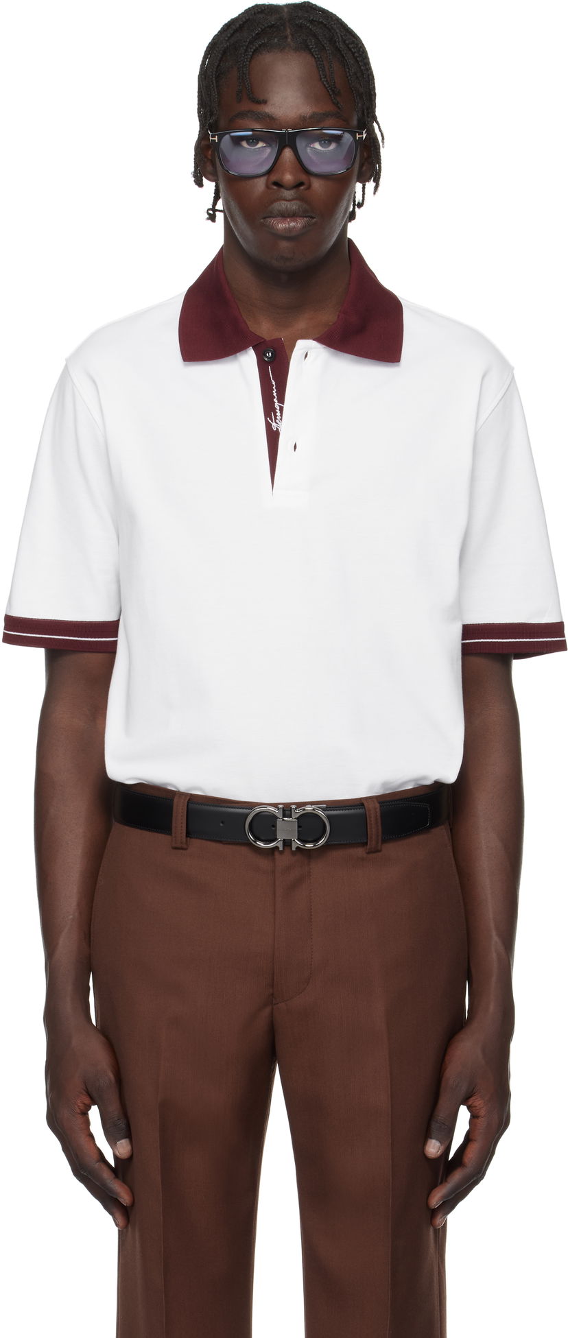 Polo skjorte FERRAGAMO Salvatore Ferragamo Colorblock Polo Hvid | 781017