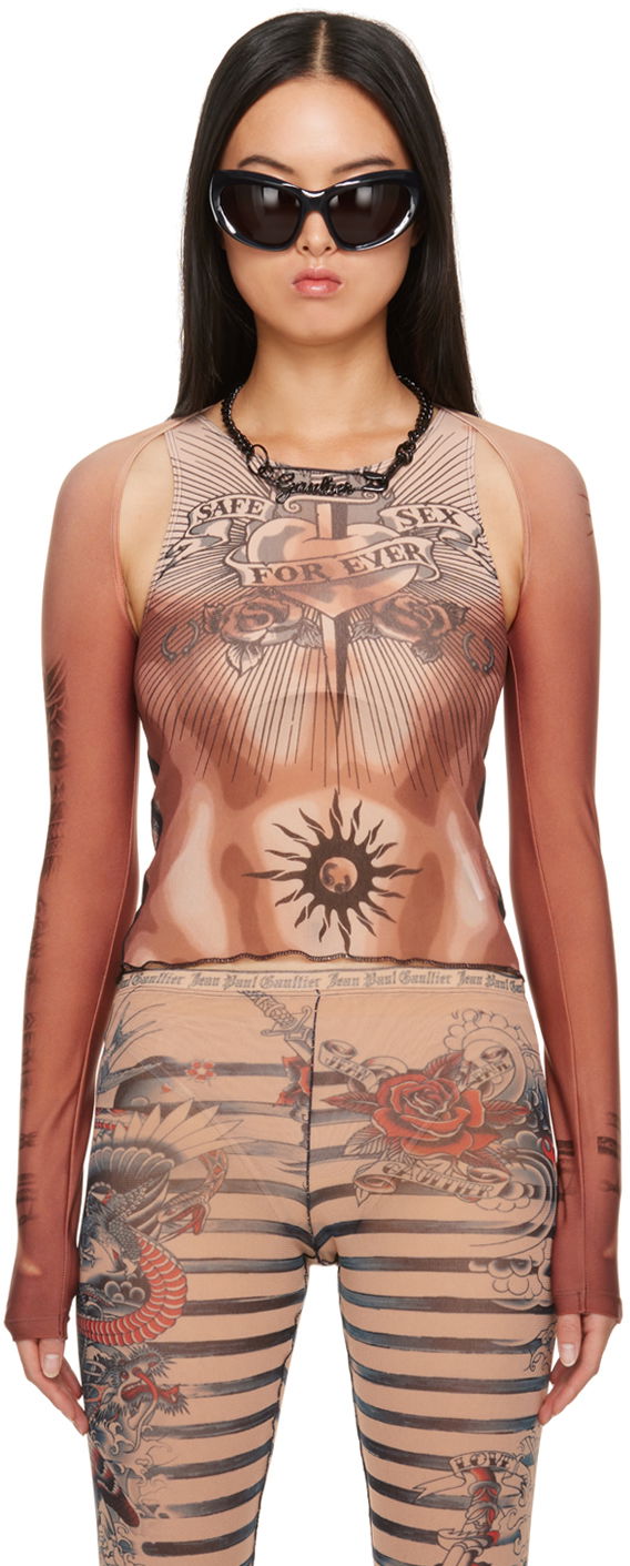 Sweater Jean Paul Gaultier Graphic Long Sleeve Top Brun | 23/15-F-TO105-J527-25, 0