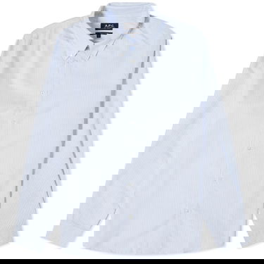Skjorte A.P.C. Greg Log Button Down Stripe Shirt Blå | COGUH-H12499-IAA, 0