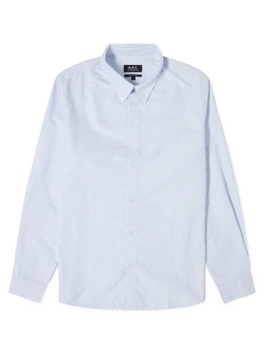 Skjorte A.P.C. Greg Log Button Down Stripe Shirt Blå | COGUH-H12499-IAA