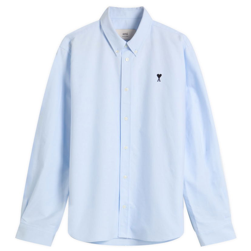 Skjorte AMI AMI Paris Men's Cotton Oxford Classic Shirt, Size IT 46 Blå | H25HSH763-CO0031-450H25