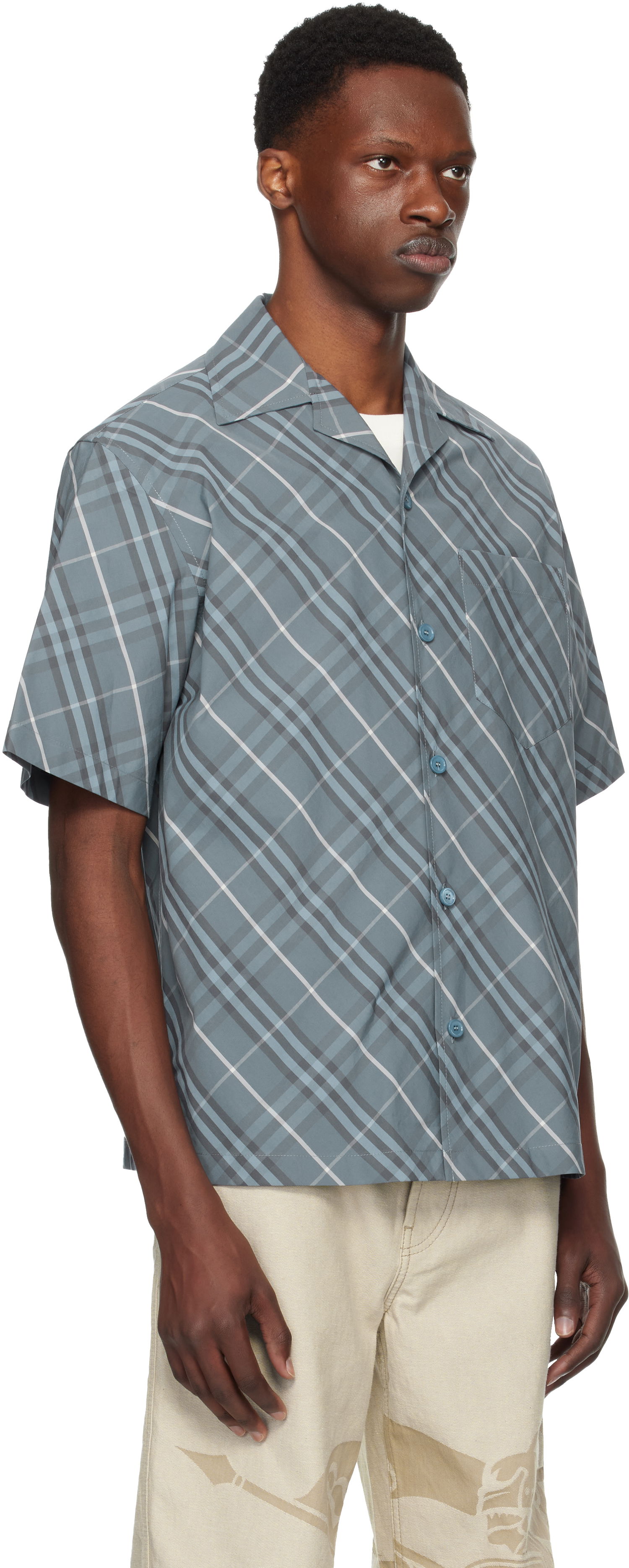 Skjorte Burberry Burberry Relaxed Fit Check Cotton Shirt Blå | 8109208, 1