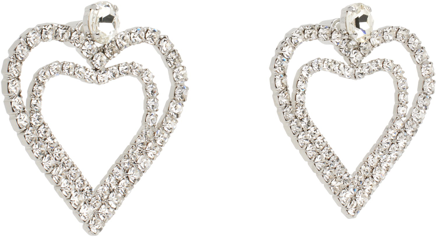 Øreringe Blumarine Blumarine Rhinestone Hearts Drop Earrings Metalisk | P522W320A, 1