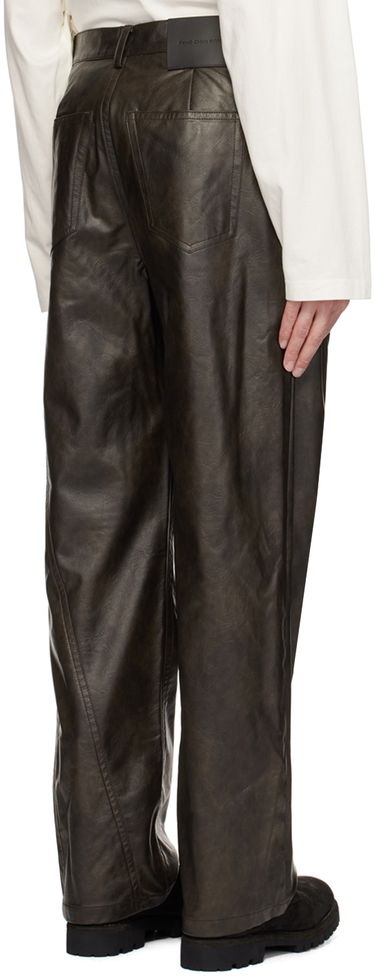 Bukser Feng Chen Wang Feng Chen Wang Faux-Leather Trousers Brun | FMF18TR09, 2