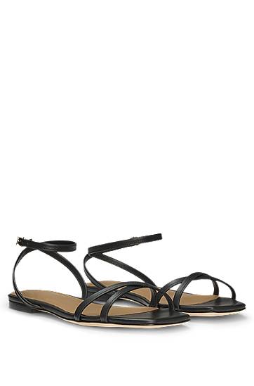 Tilbehør BOSS Double B Leather Crisscross Sandals Sort | 50542217
