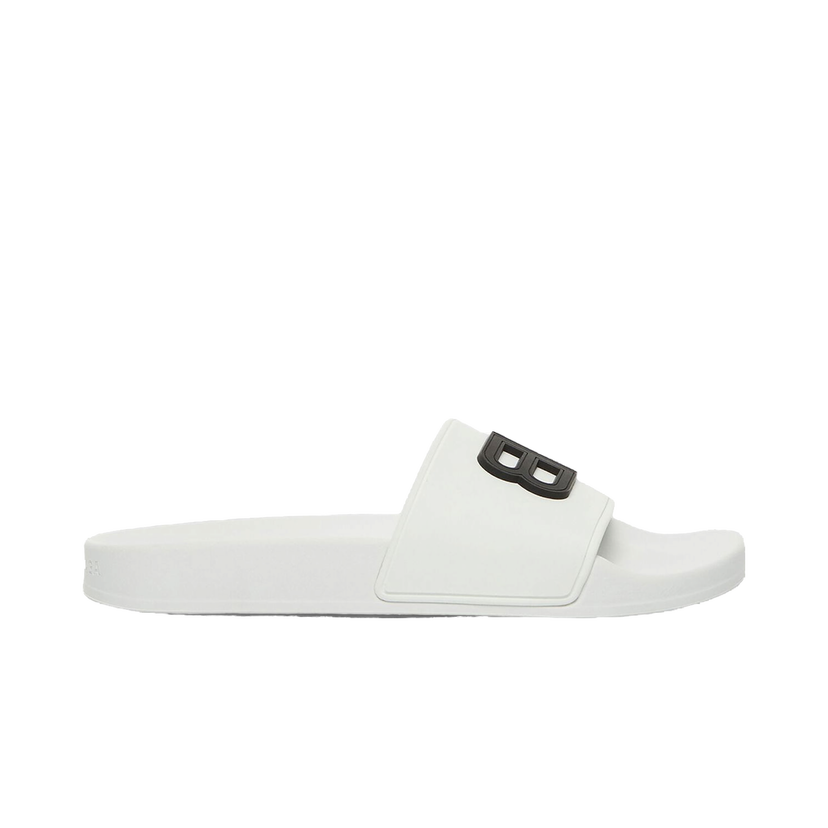 Sneakers og sko Balenciaga Pool Slides 3D BB Logo Black White Hvid | 656434W1S8B9034 / 656395W1S8B9034