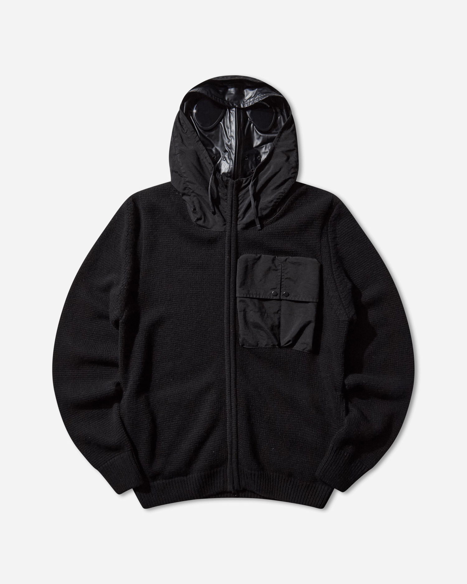 Sweater C.P. Company Lambswool Mixed Full Zip Goggle Hood Cardigan Sort | 19CMKN245A-110149M 999, 0