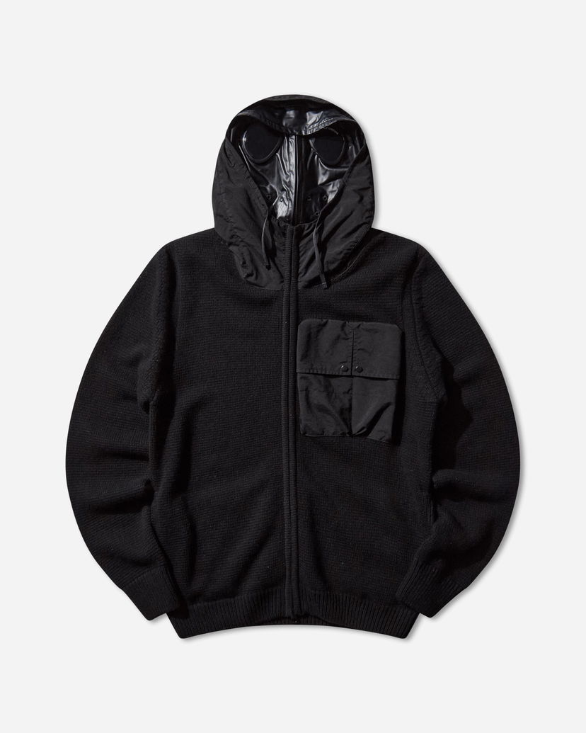 Sweater C.P. Company Lambswool Mixed Full Zip Goggle Hood Cardigan Sort | 19CMKN245A-110149M 999
