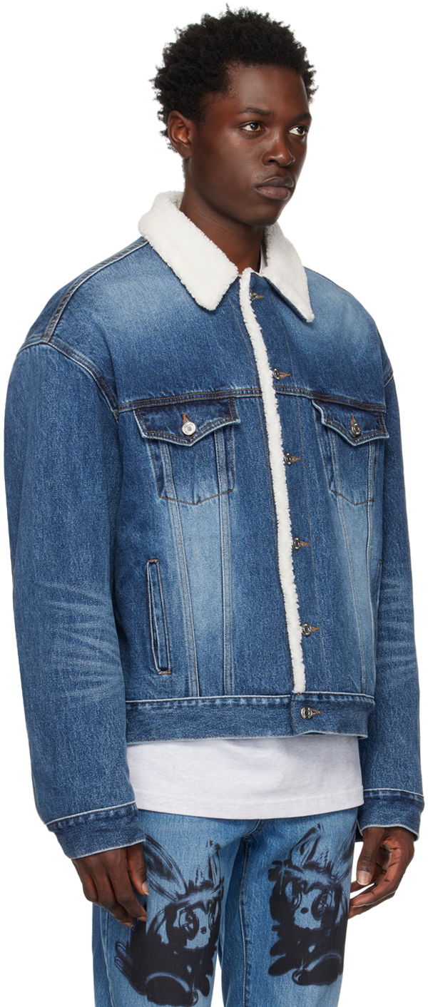 Jakke We11done Oversized Faux-Shearling Denim Jacket Blå | WD-DJ3-22-378-U-BL, 1
