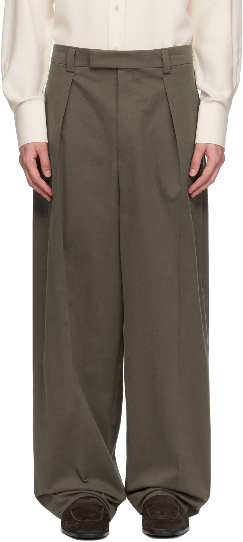 Bukser FERRAGAMO Ferragamo Inverted Pleats Trousers Grøn | 782861