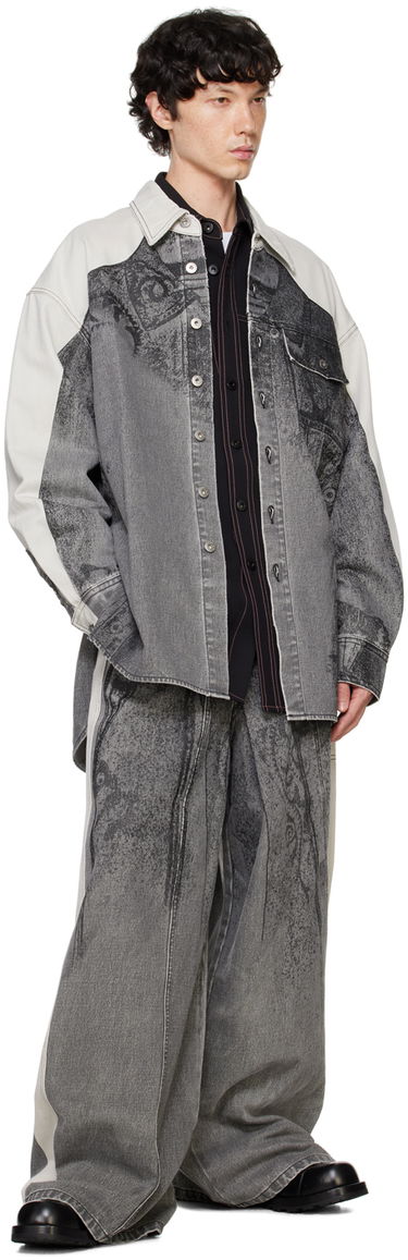 Skjorte Feng Chen Wang Feng Chen Wang Printed Denim Jacket Grå | FUF18JK04B, 3