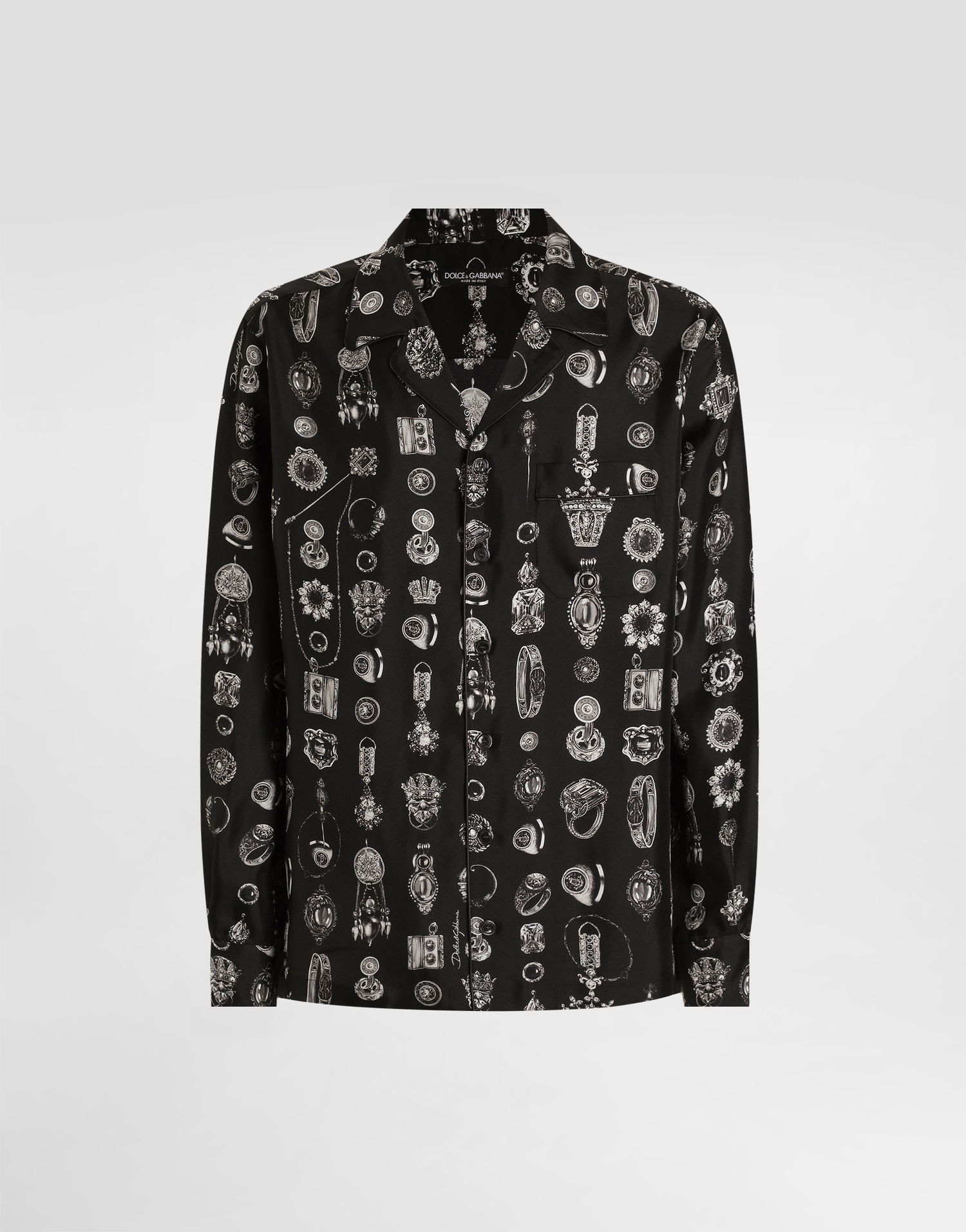 Skjorte Dolce & Gabbana Jewel-print Silk Twill Vanity Shirt Sort | G5IF1TIS1ZVHH5QP, 0