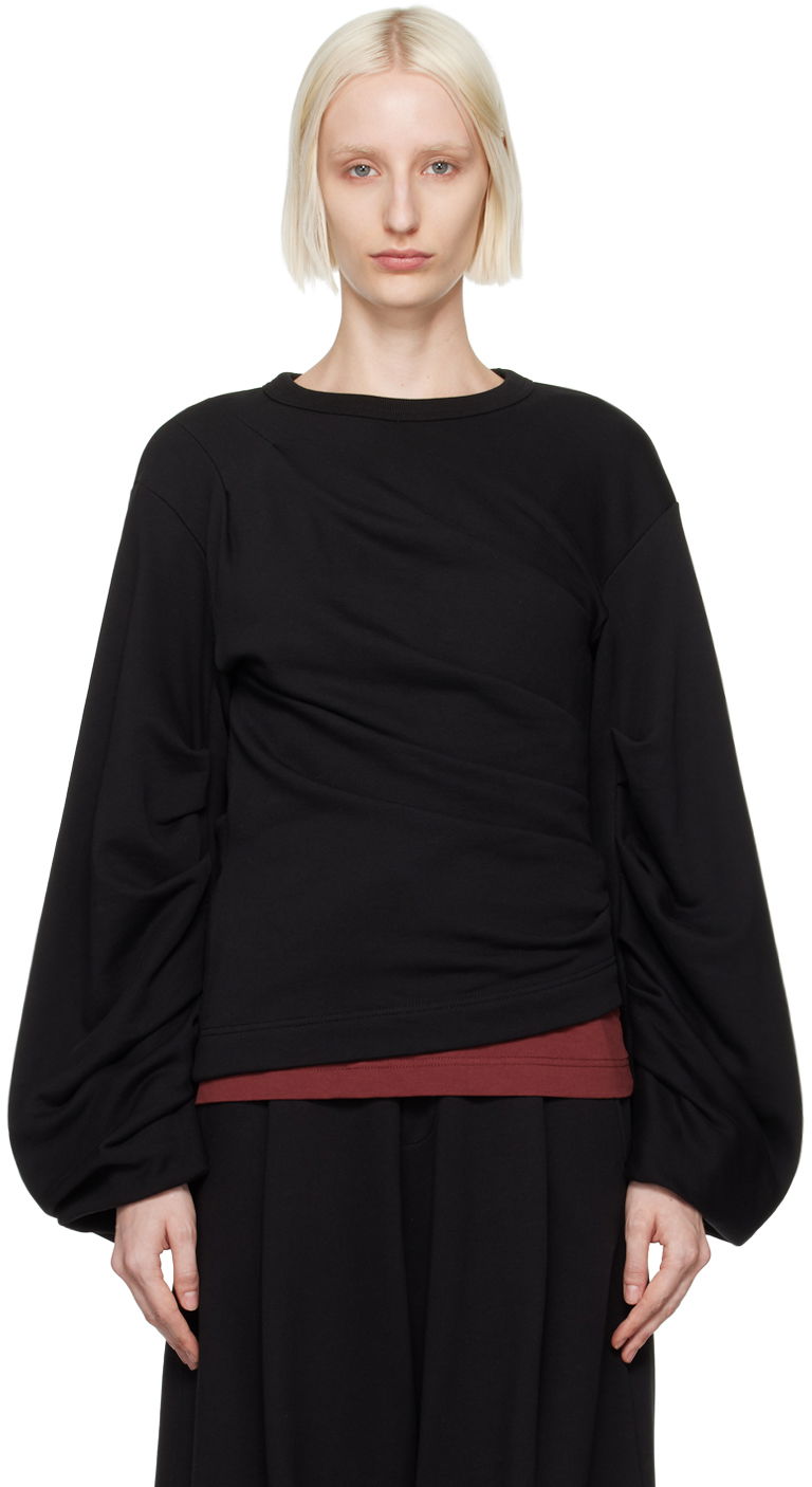 Sweatshirt Dries Van Noten Pleated Sweatshirt Sort | 242-011160-9610