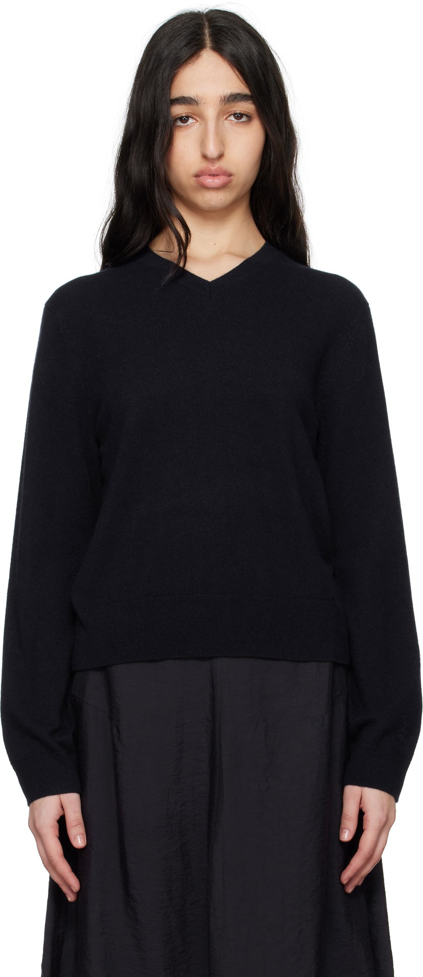 Sweater TOTEME TOTEME Classic V-Neck Sweater Sort | 252-WRT0432-YA0016