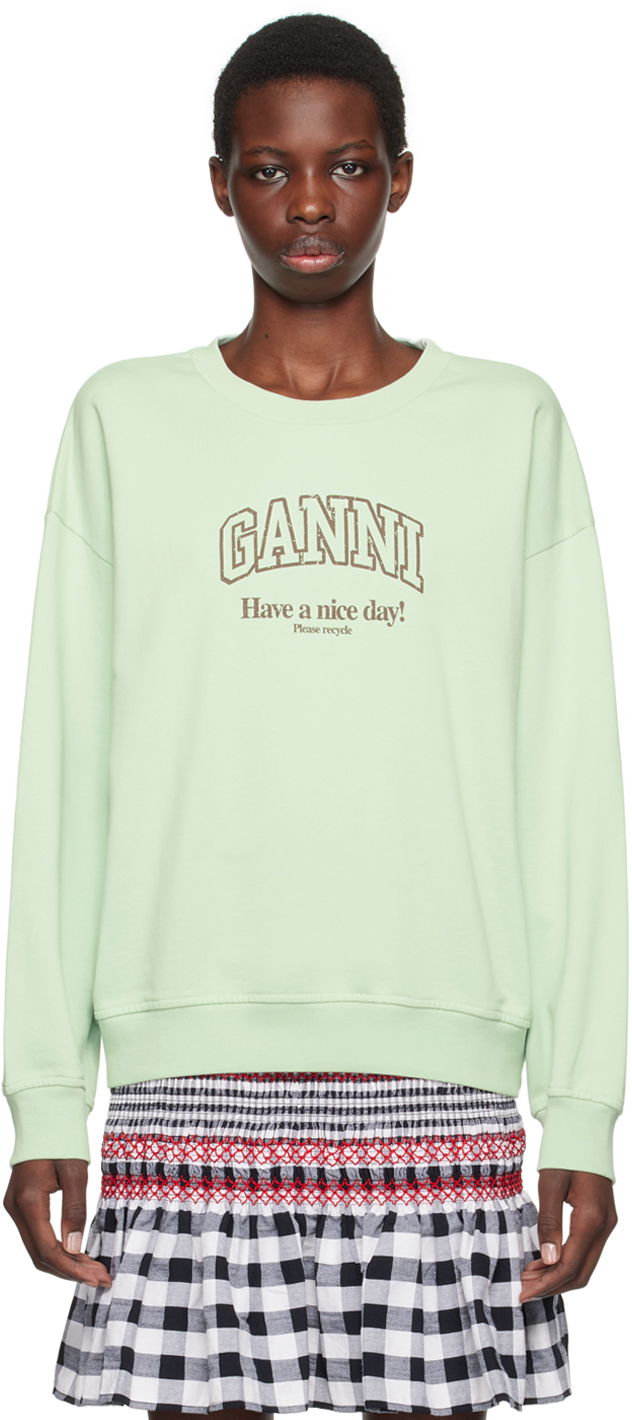 T-shirt GANNI Green Isoli Sweatshirt Blå | T3945
