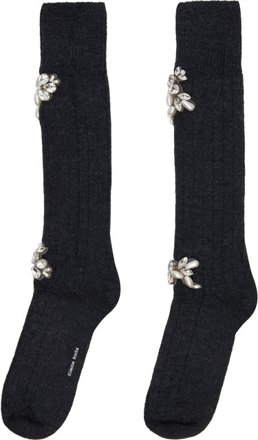 Sokker Simone Rocha Simone Rocha Embellished Rose Knee Socks Sort | SOCK63B 0634, 2