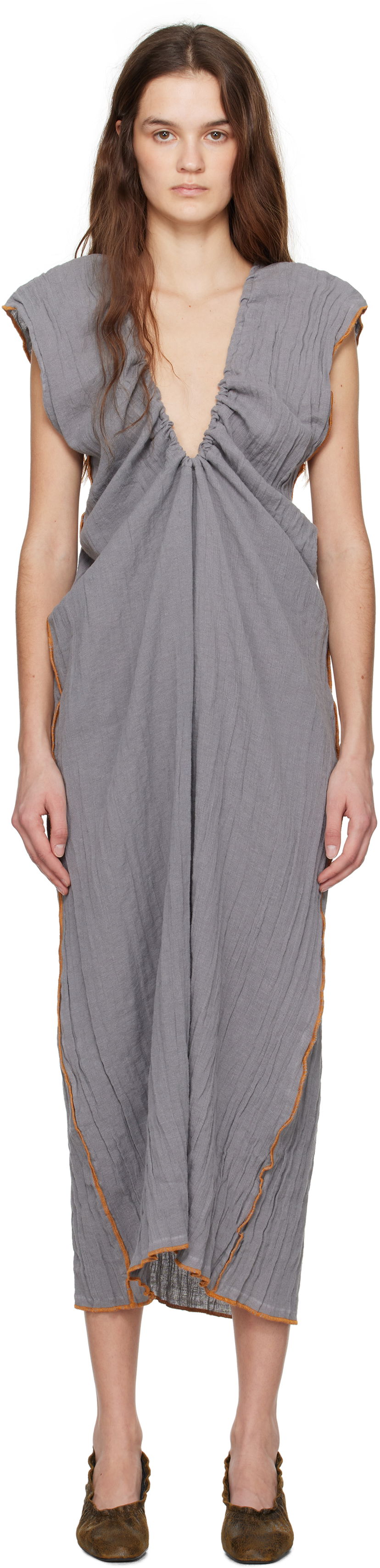 Kjole Baserange Baserange Max Draped Maxi Dress Grå | DRMX-LC-SP25