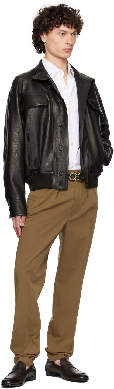 Jakke FERRAGAMO Ferragamo Grainy Leather Jacket Sort | 783255, 3