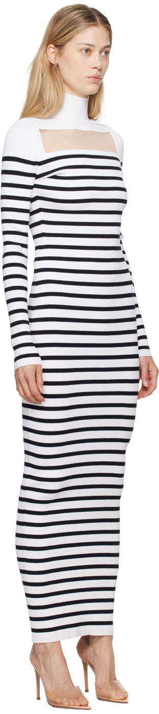 Kjole Jean Paul Gaultier Jean Paul Gaultier 'The Knit Marinière' Striped Maxi Dress Hvid | 24/30-F-RO243-M063-0159, 1