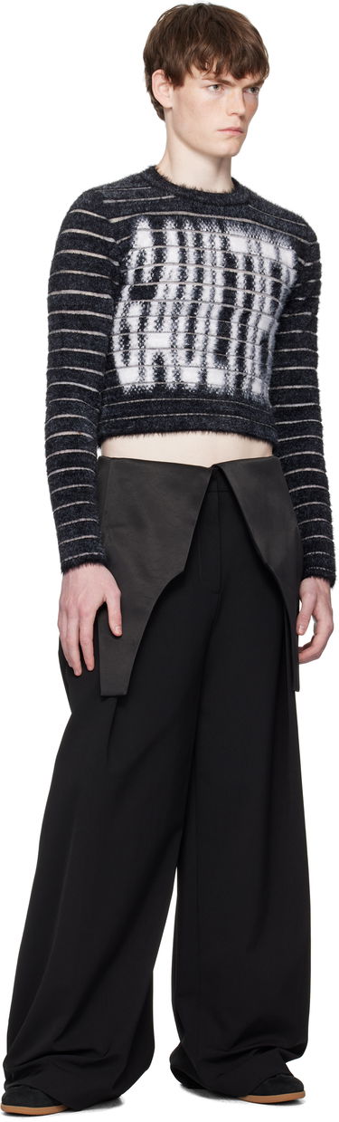 Sweater Jean Paul Gaultier Jean Paul Gaultier Jacquard 'Gaultier' Cropped Sweater Sort | 25/03-W-PO012-K004-0001, 3