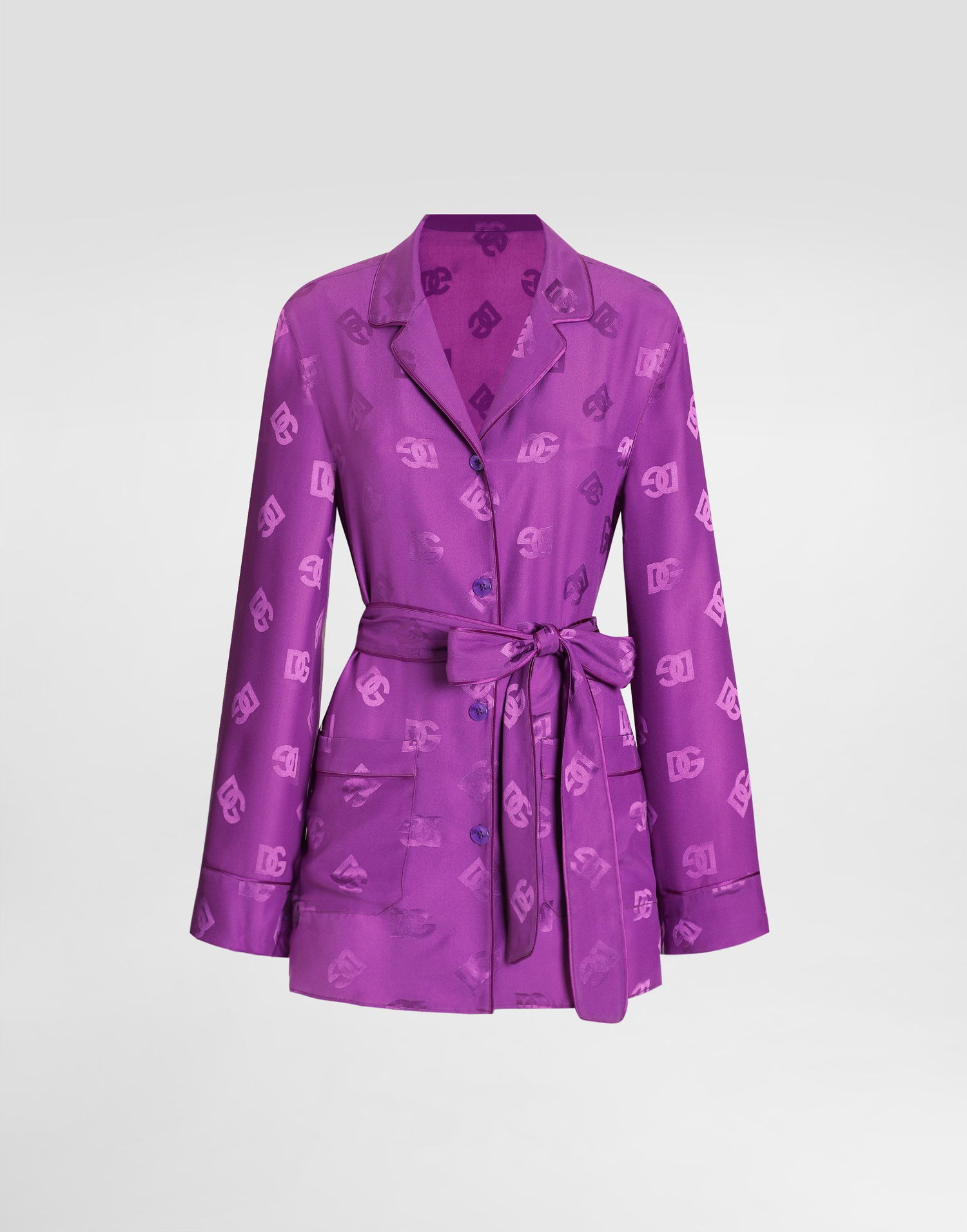 Skjorte Dolce & Gabbana Dolce & Gabbana All-over Silk Jacquard Vanity Shirt Lilla | F5I89TFJ1JOF0571, 0