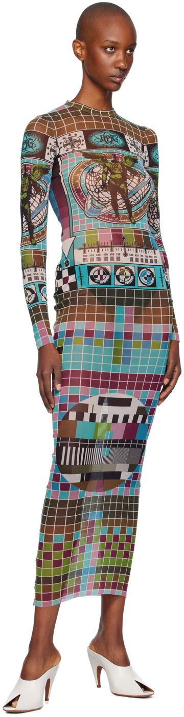 Kjole Jean Paul Gaultier Jean Paul Gaultier Printed Mesh Maxi Dress Flerfarvet | 24/31-F-RO264-T569-5090, 3