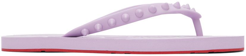Tilbehør Christian Louboutin Christian Louboutin Loubi Flip Spiked Thong Sandals Lilla | 1210655