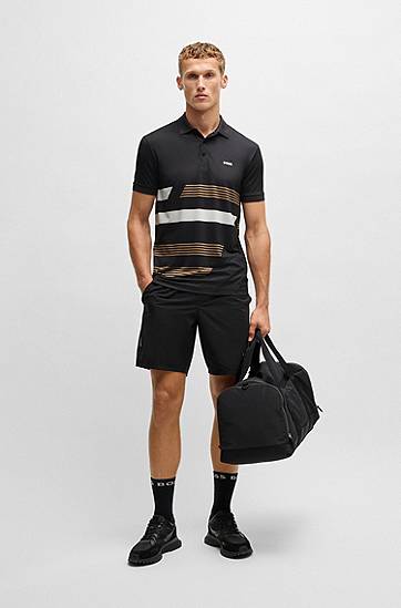 Polo skjorte BOSS BOSS Paddy Stretch Jersey Polo Shirt with Stripe Print Sort | 50536785, 1