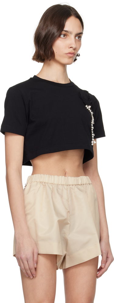 T-shirt Area AREA Crystal Rosette Cropped T-Shirt Sort | SS25AWTS0028FA02, 1
