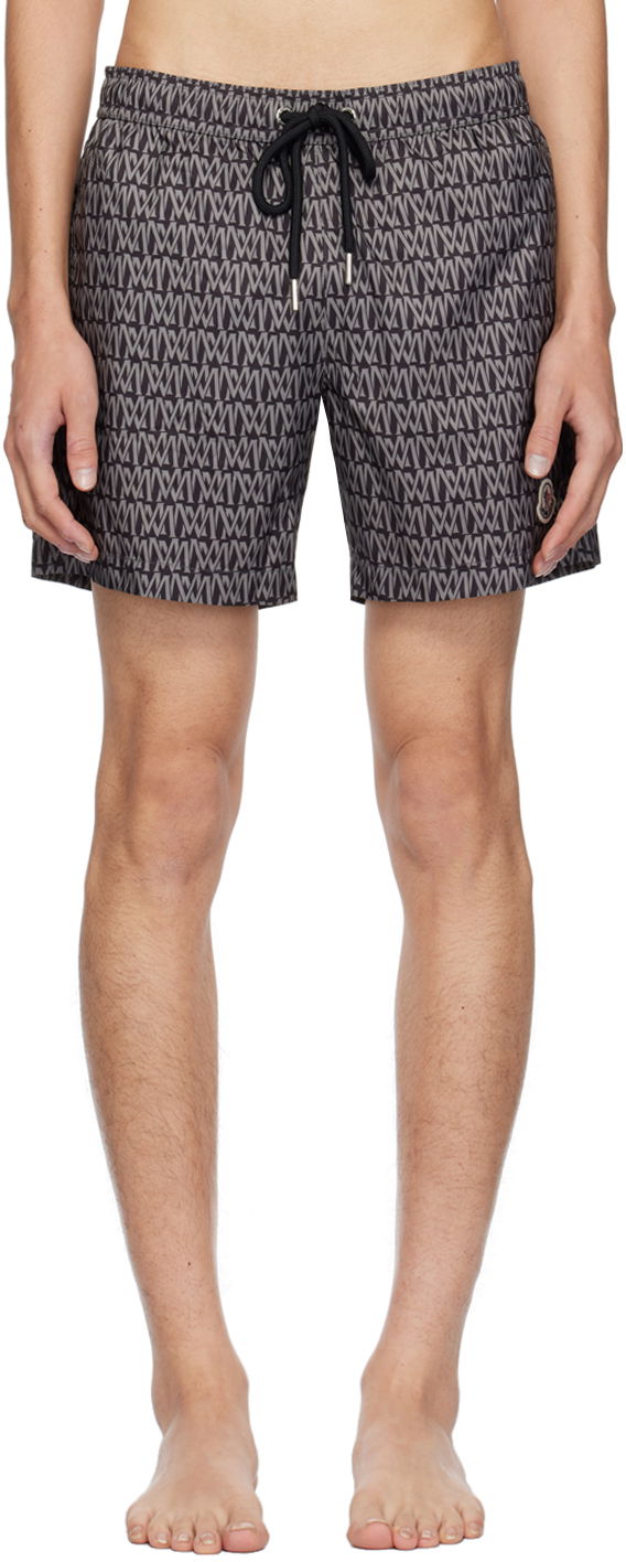 Badetøj Moncler Monogram Swim Shorts Grå | J10912C00001597DA, 0
