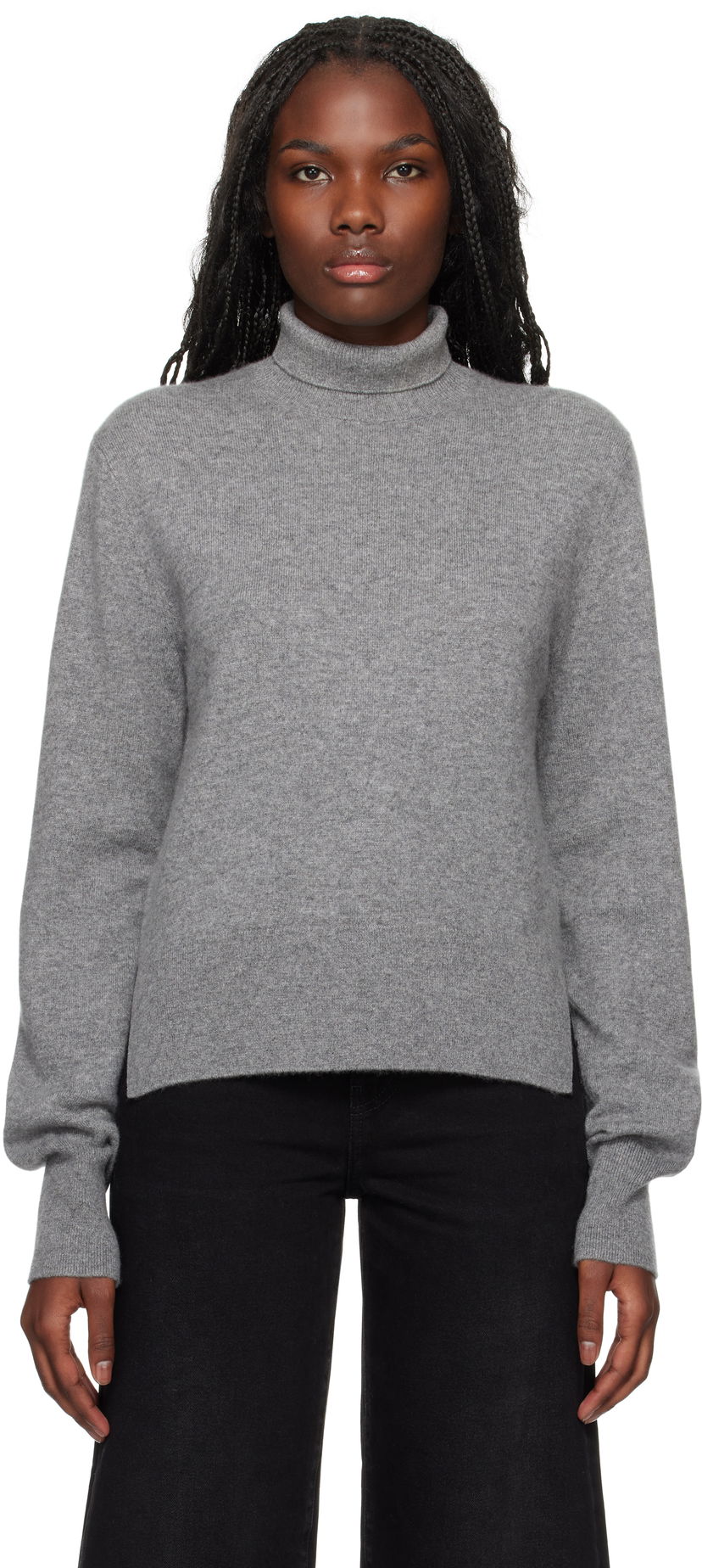 Sweater TOTEME TOTEME Cropped Turtleneck Sweater Grå | 244-WRT0405-YA0016